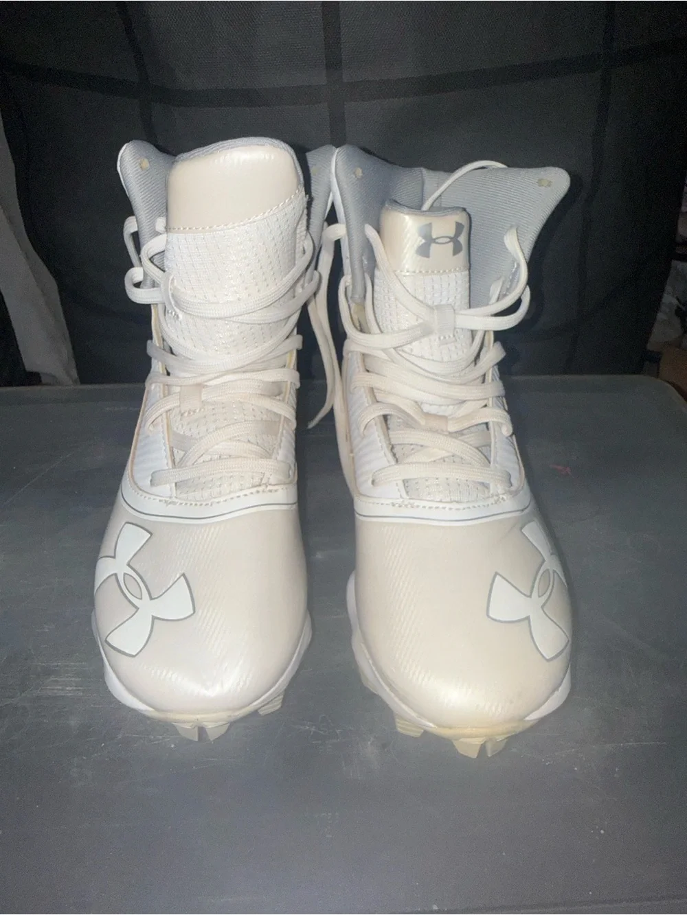 Under Armour Kids White High-Top Cleats